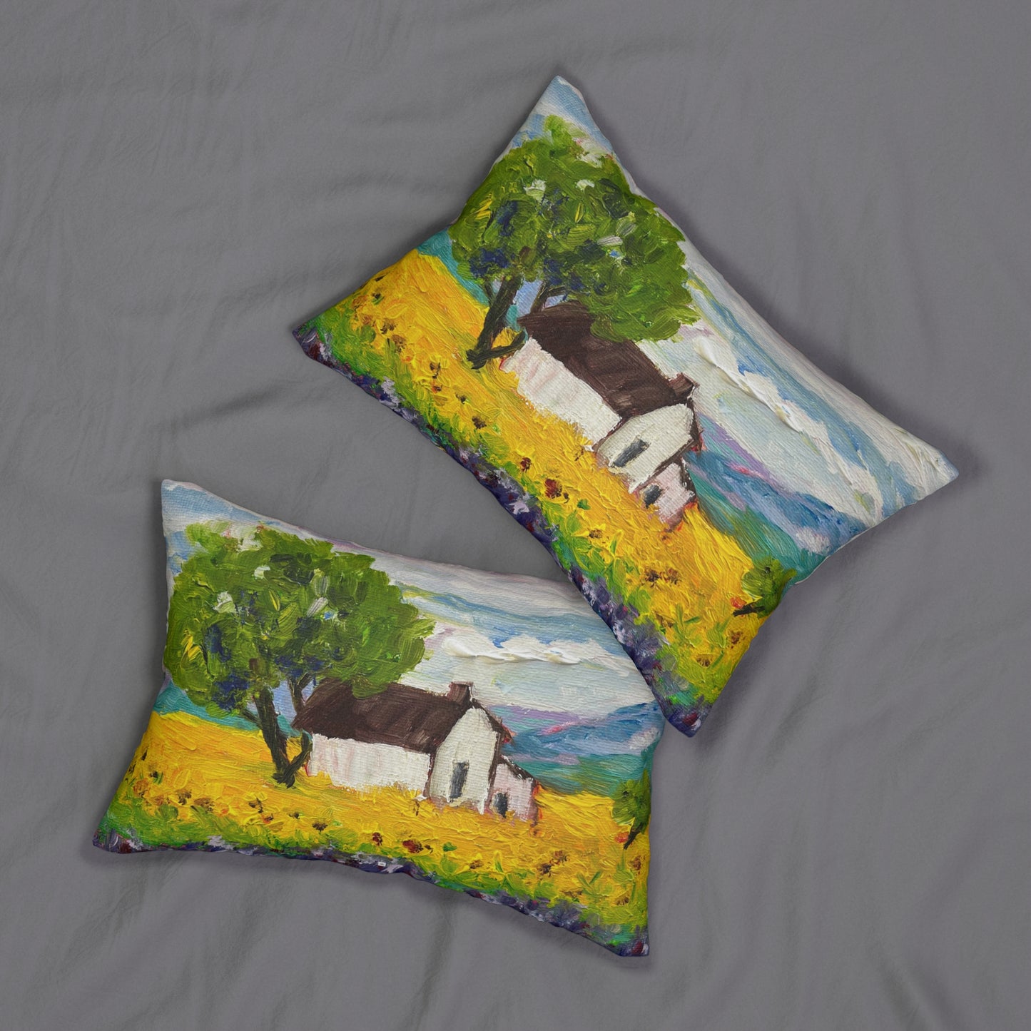 Sunflowers and Lavender Provence Farm Lumbar Pillow