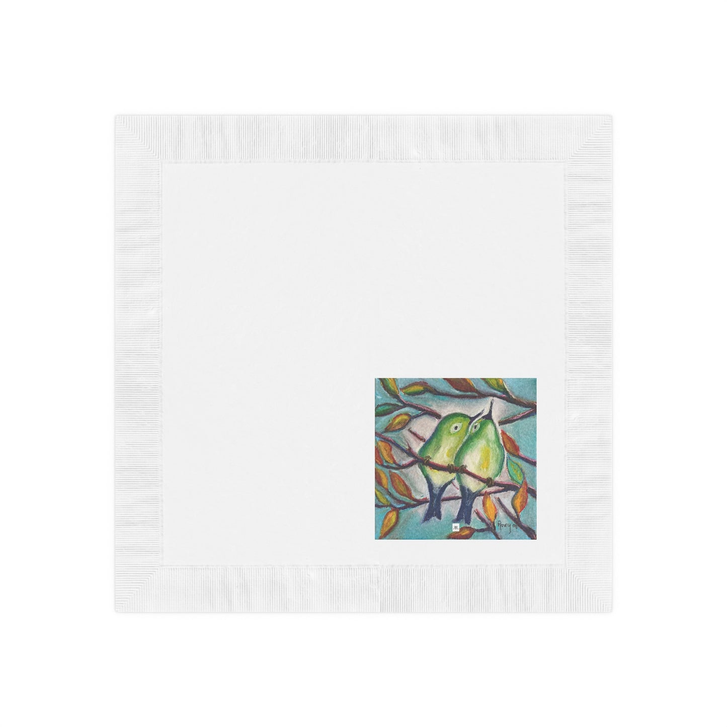 Cuddling Warblers-White Coined Napkins