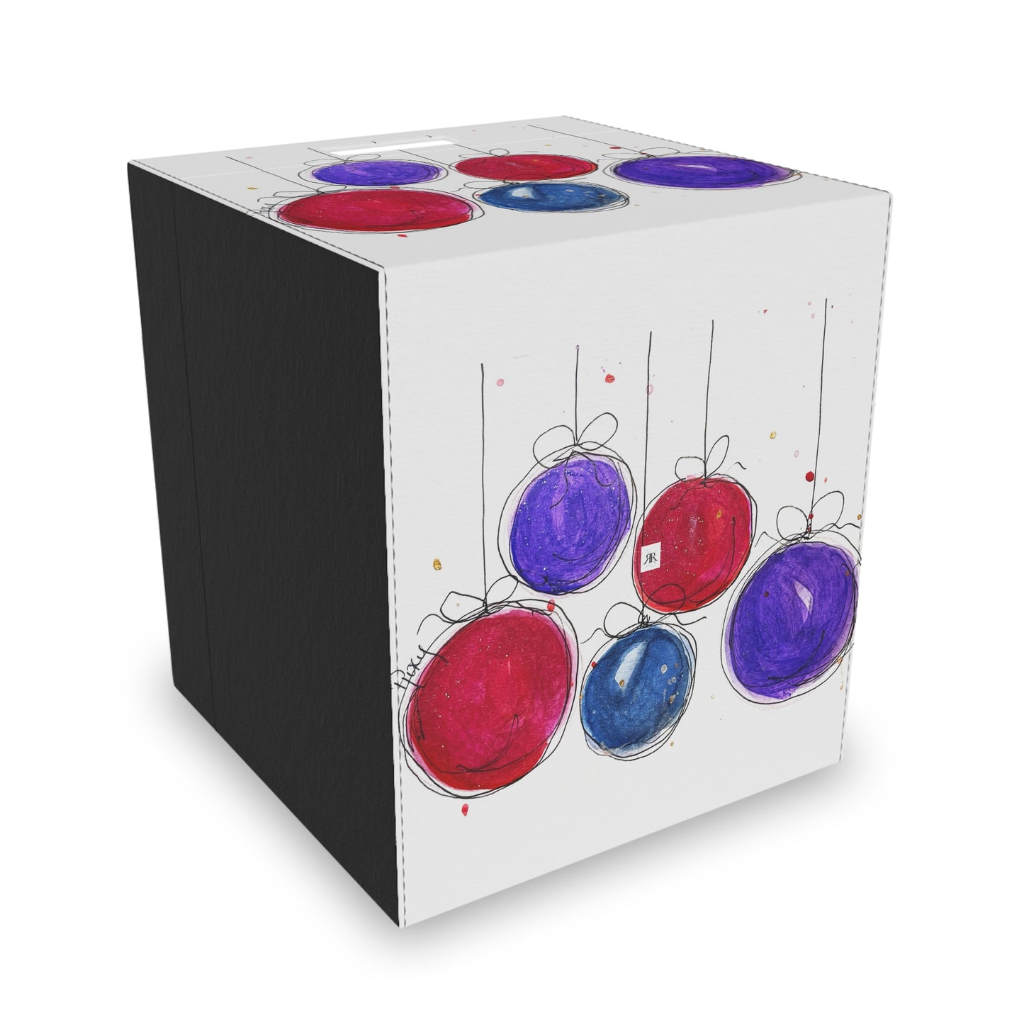 Caja de almacenamiento de fieltro con adornos navideños de colores