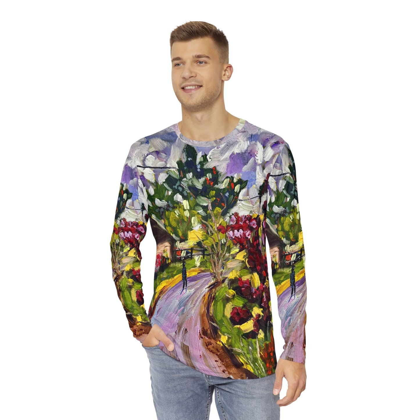 Men's Long Sleeve Shirt - Unique Classic Tee-Dreamy Walk in Churchill Cotswolds