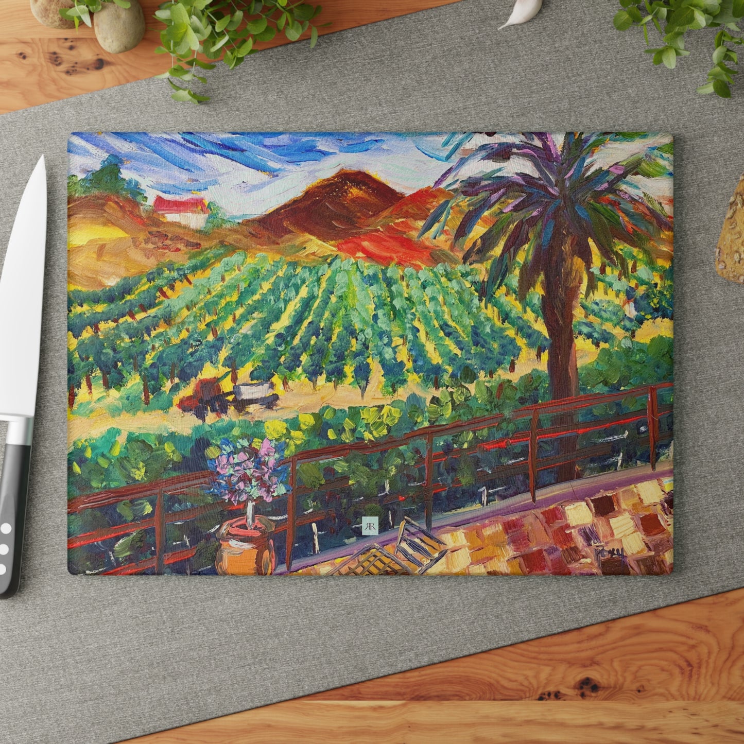 Vineyard View Chapin Winery Glass Cutting Board