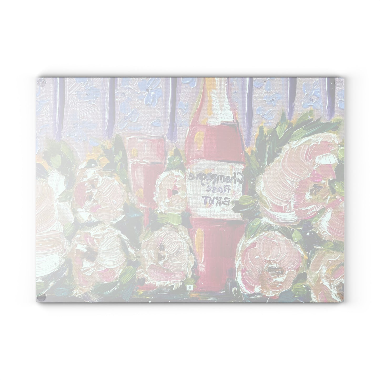 Pink Champagne and Peonies- Glass Cutting Board