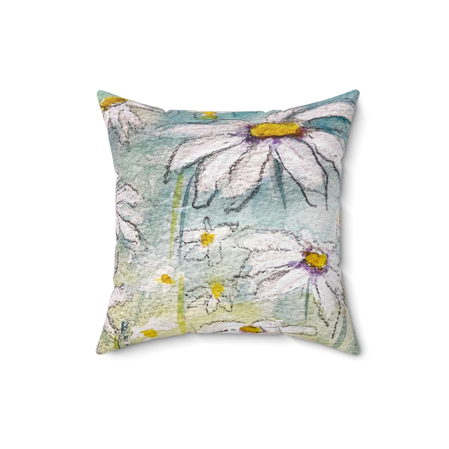 Indoor Spun Polyester Square Pillow-Daisies