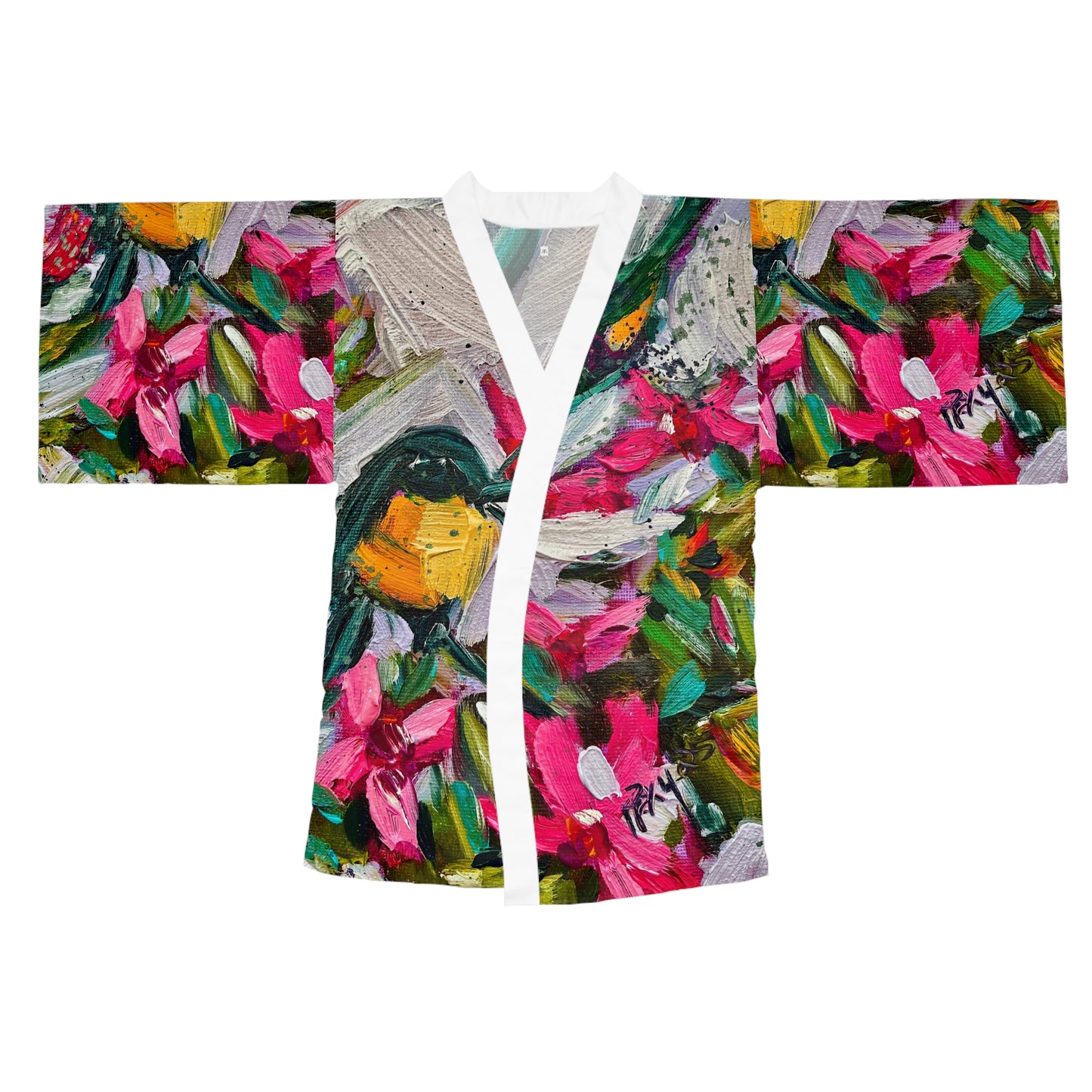 Kimono Robe - Colorful Encounter Goldfinch in Oleander