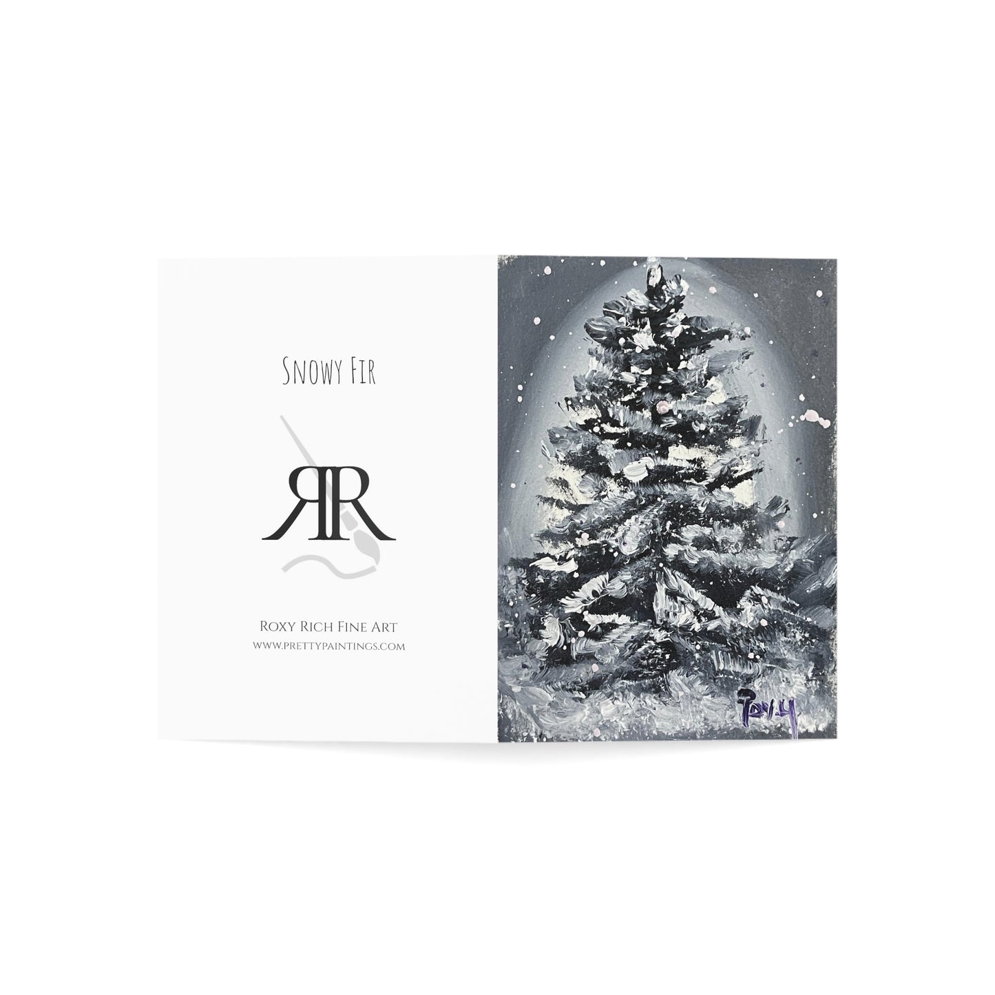 Snowy Fir Tree Folded Greeting Cards with Holiday Message