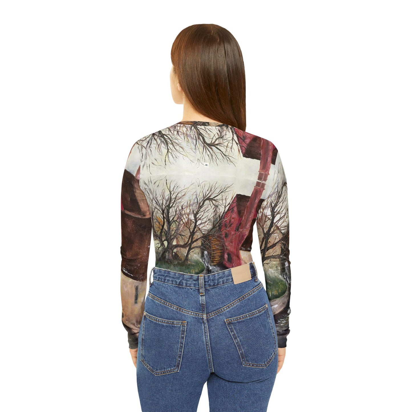 Long Sleeve Shirt- The Old Mill Lower Slaughter Cotswolds- V-neck Women's