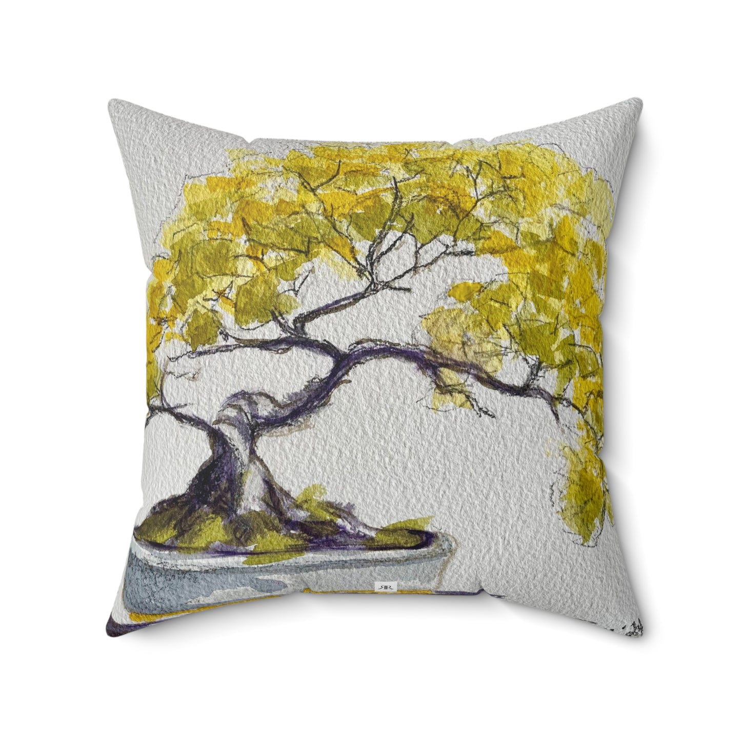 Yellow Bonsai Indoor Spun Polyester Square Pillow