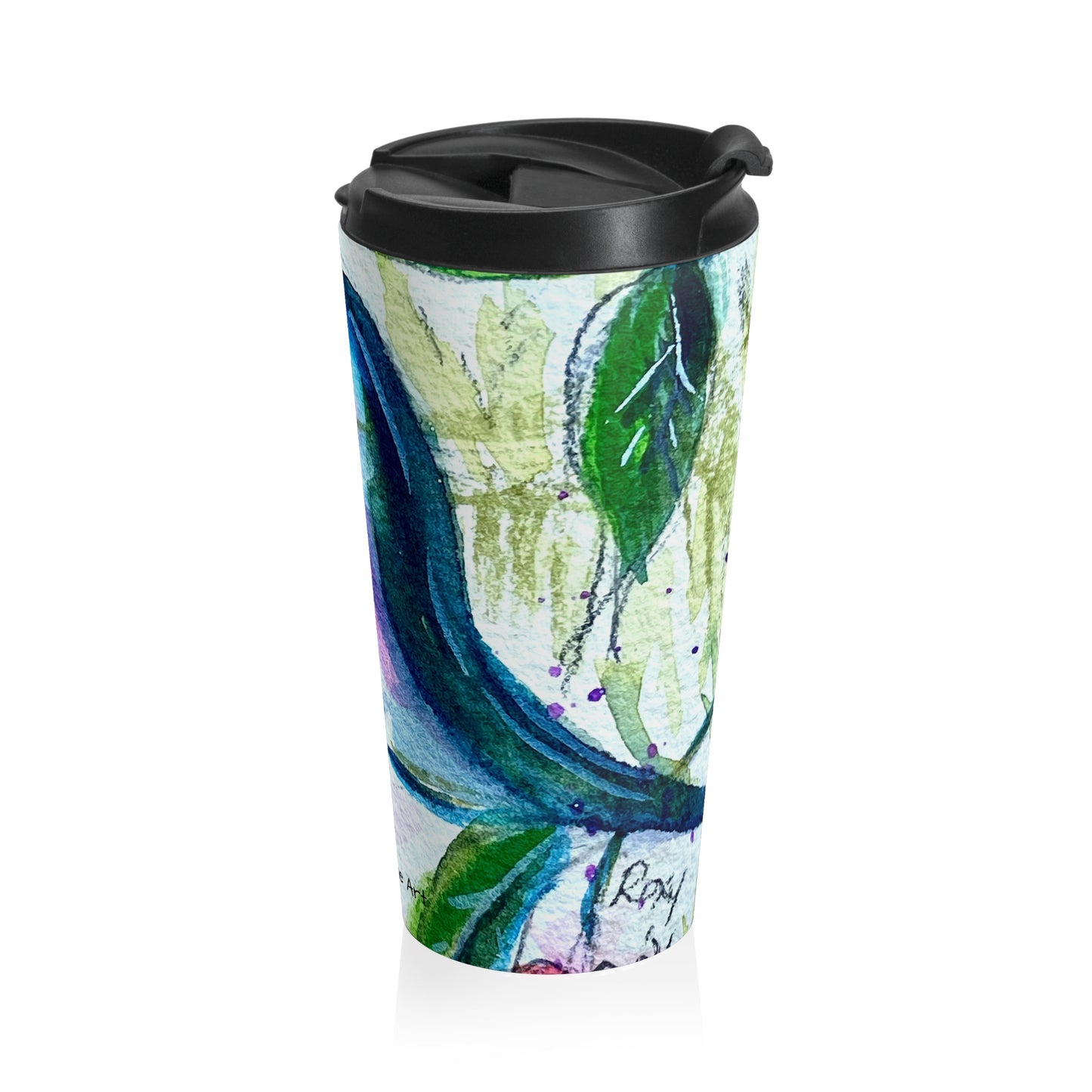 Hummingbird Coffee Stainless Steel Travel Mug — Floral Wildlife Art