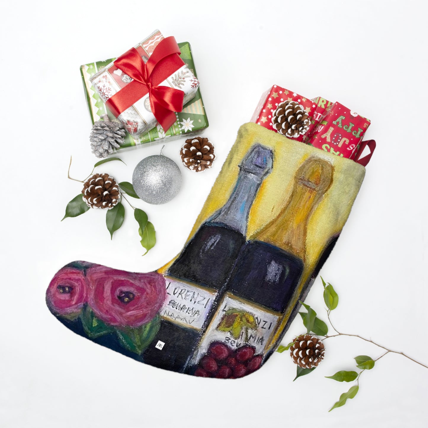 Lorenzi Estate Wine and Roses Christmas Stocking