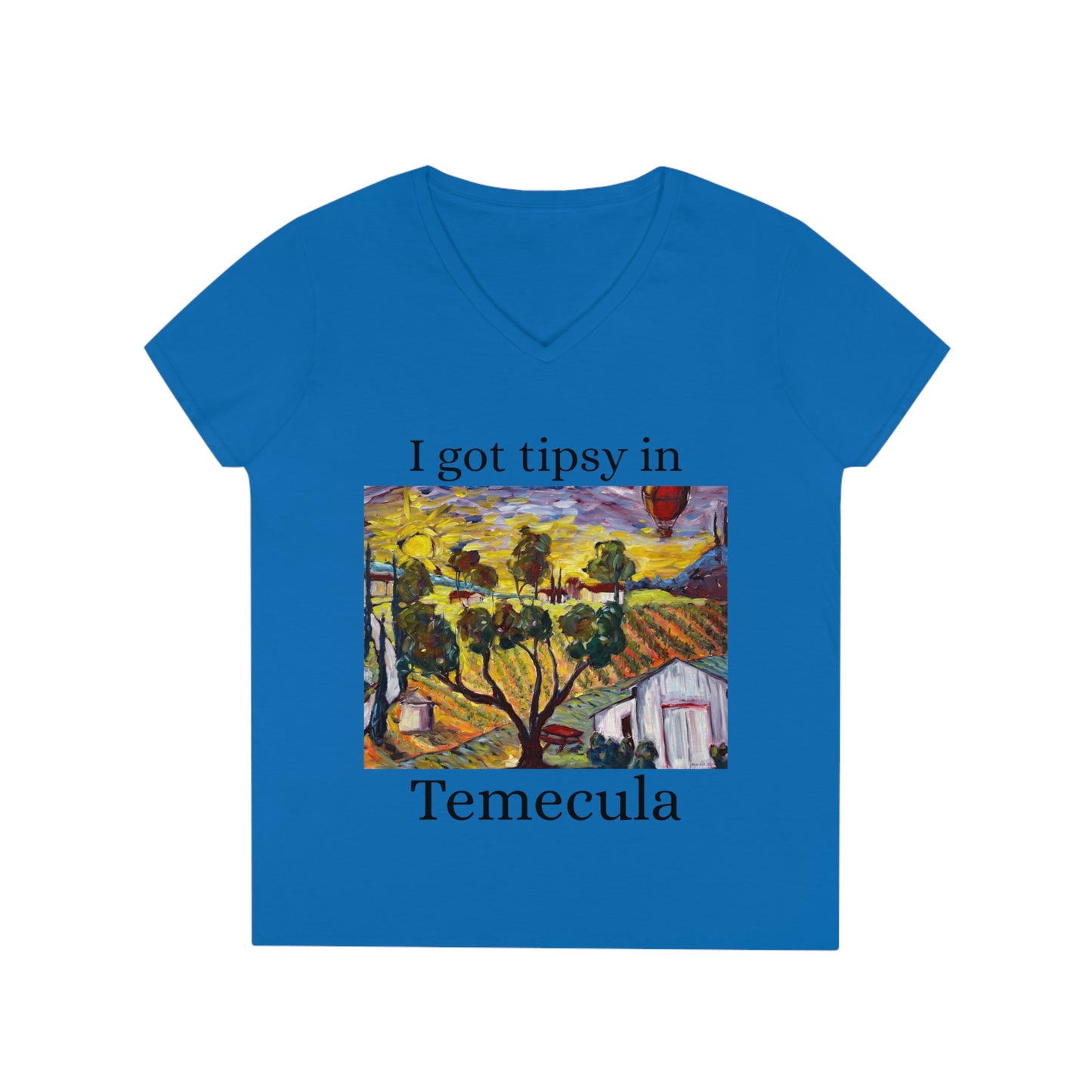 Ultimate Sunrise-Ultimate Vineyard & Winery- "I got Tipsy in Temecula"-- Ladies' V-Neck T-Shirt