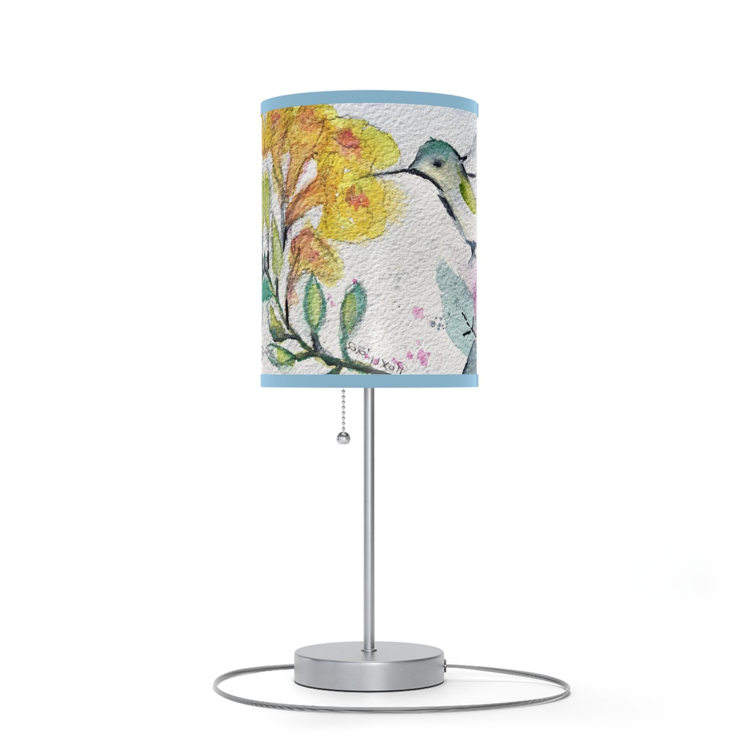 Hummingbird in Yellow Trumpet Vine Lamp on a Stand, US|CA plug