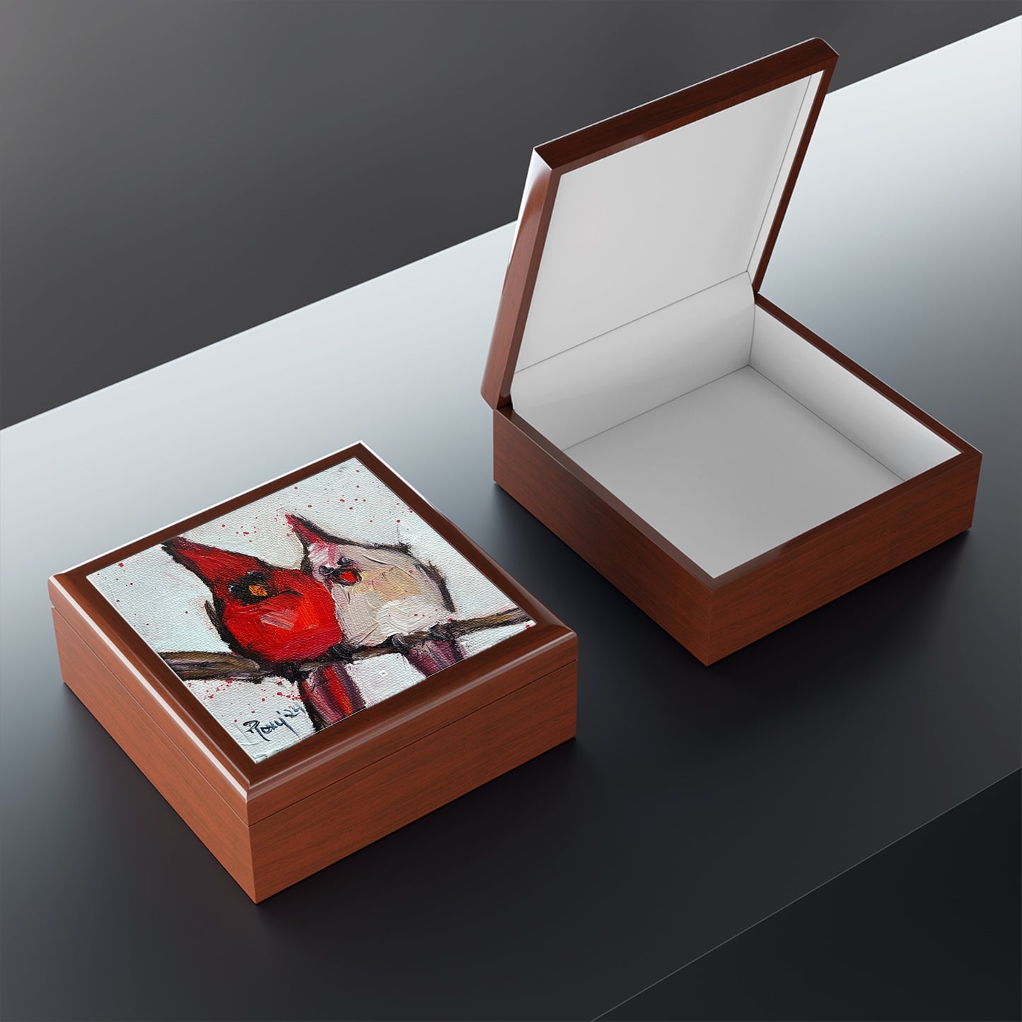 Jewelry Box-Strolling-Cute Couple Cardinals