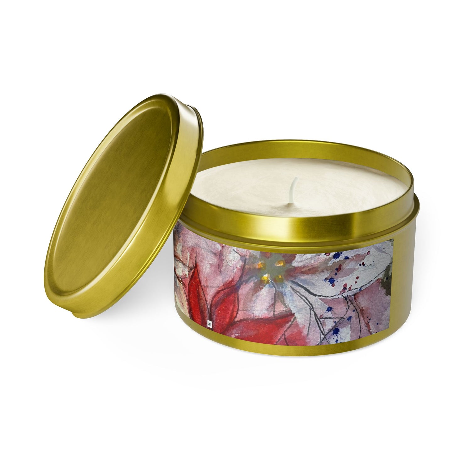 Tin Candle-Poinsettias