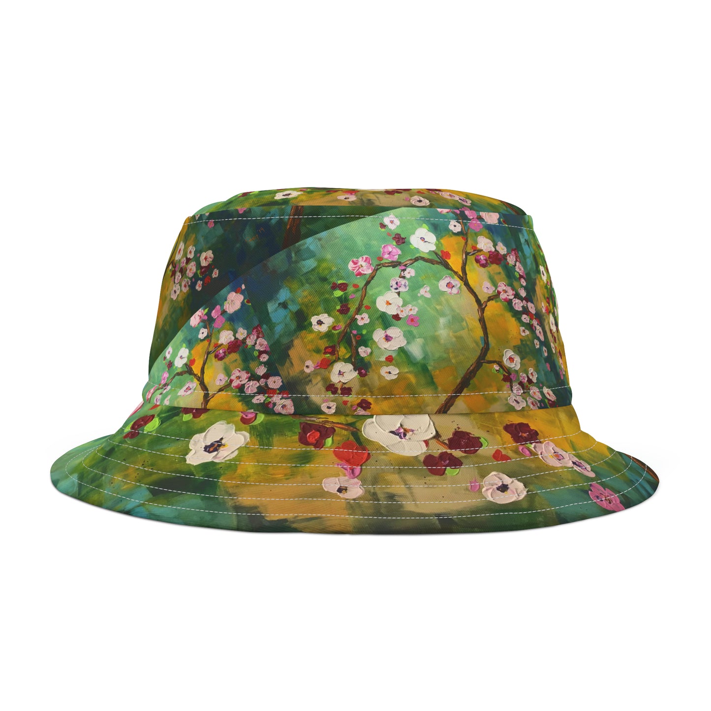 Chapeau de seau de fleurs de cerisier abstraites