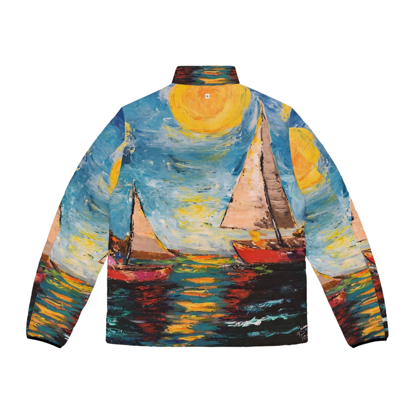 Men's Puffer Jacket - Roxy Rich Art, Unique Bright Colors-Sunny Sails