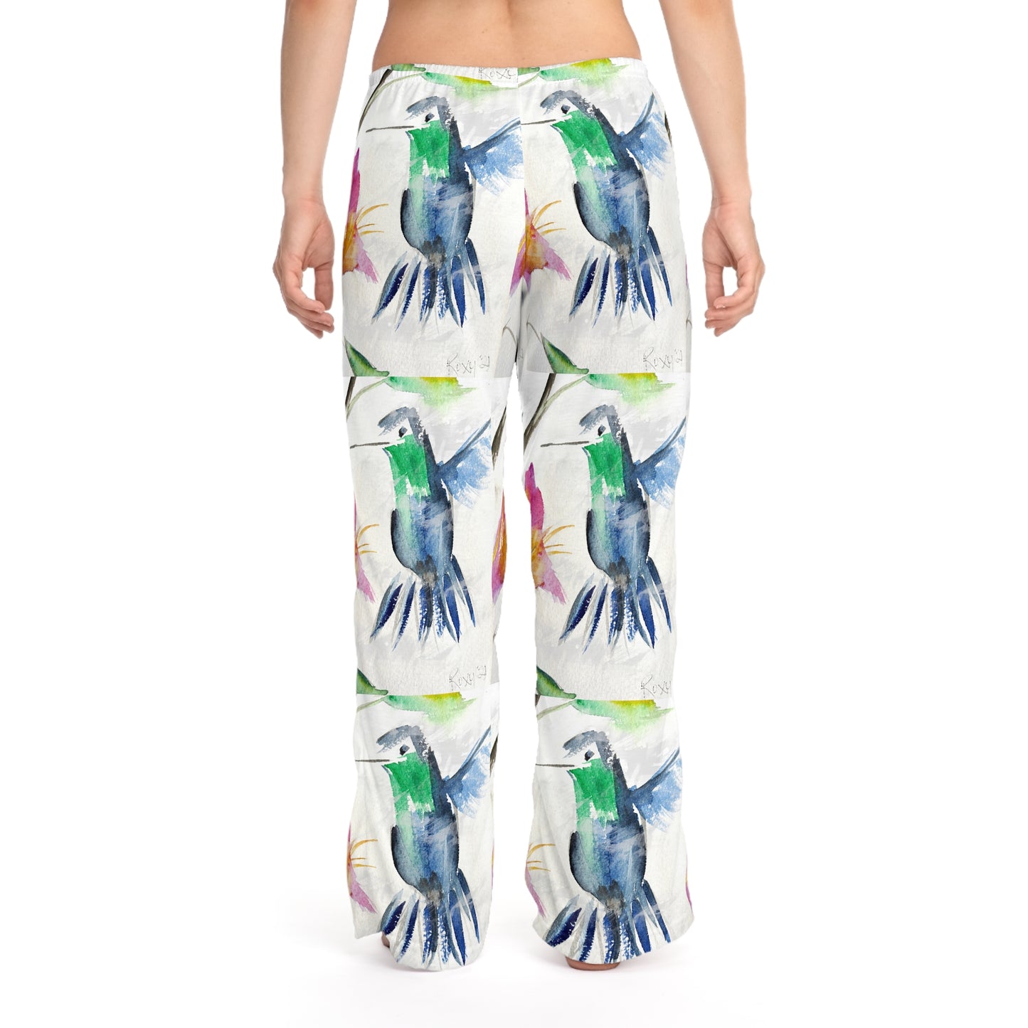 Pajama Pants - Floaty Blue Hummingbird- Women's Pajama Pants