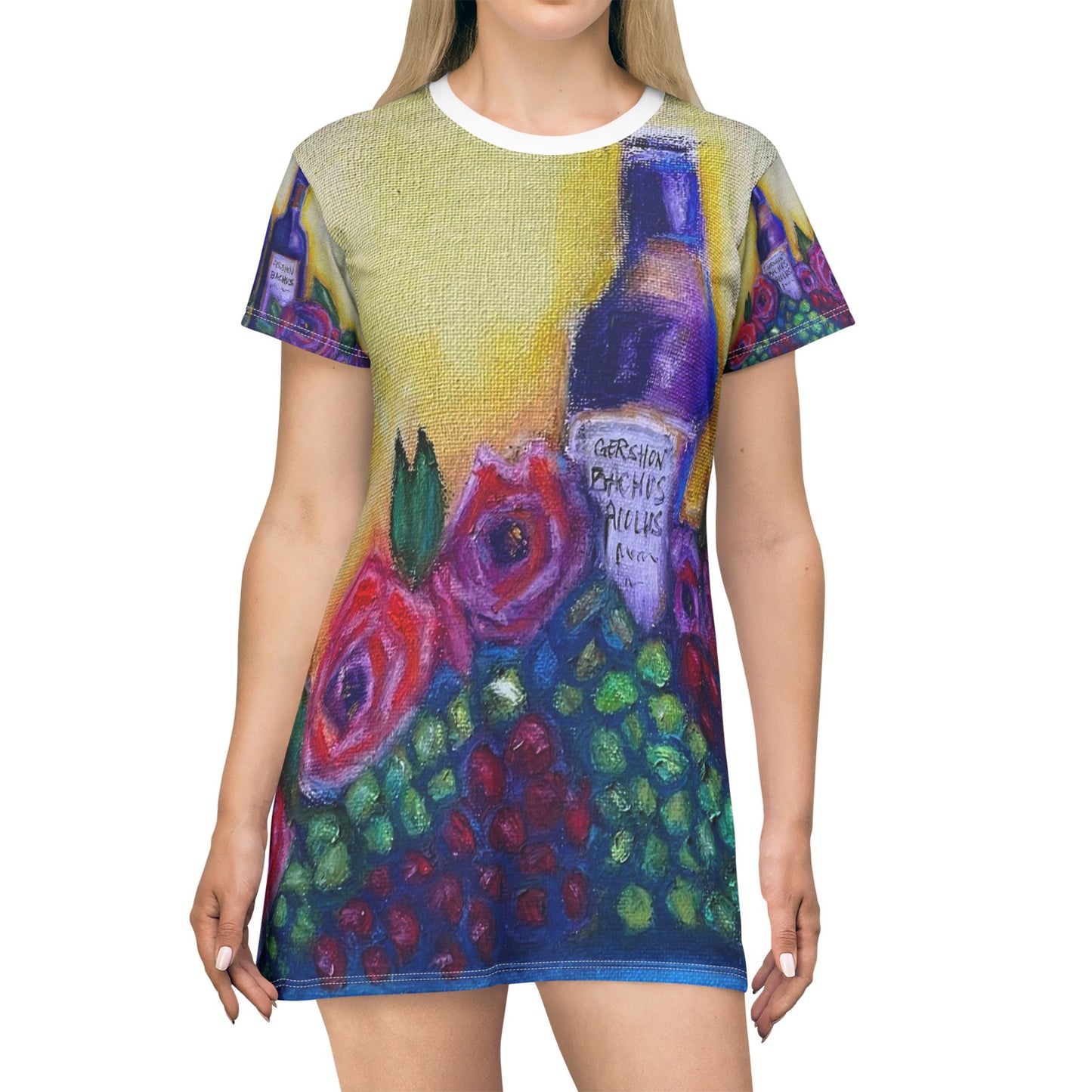 T-Shirt Dress (AOP)-GBV Wine and Roses