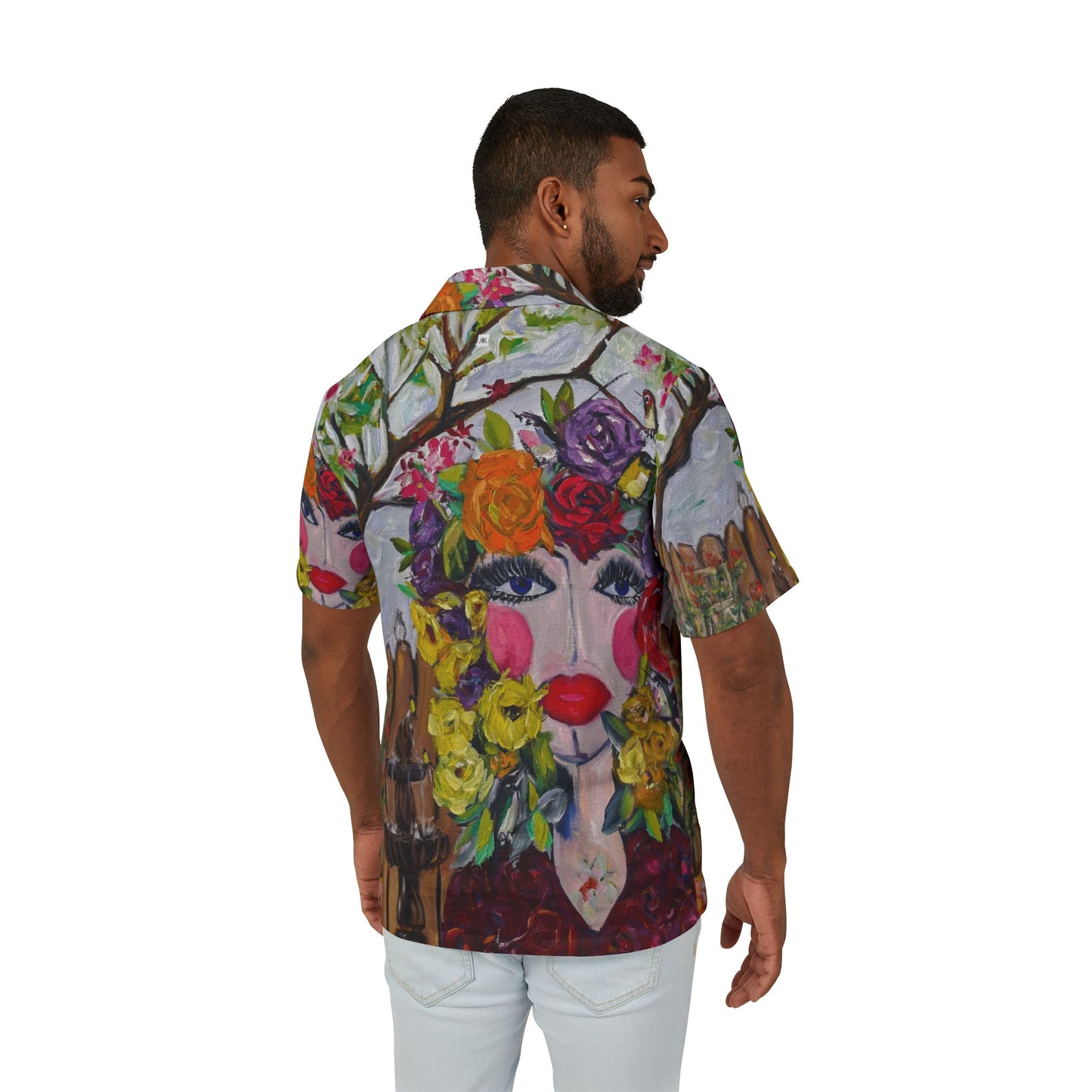 Men's European Fit Hawaiian Camp Shirt -Garden Goddess