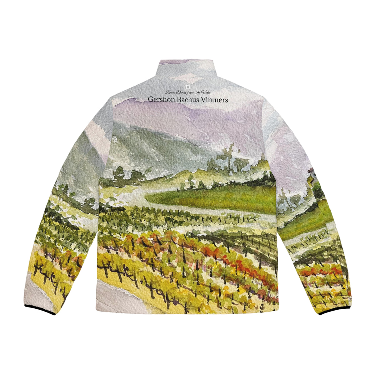 Men's Puffer Jacket - Roxy Rich Art-Road Down from the Villa-Gershon Bachus Vintners