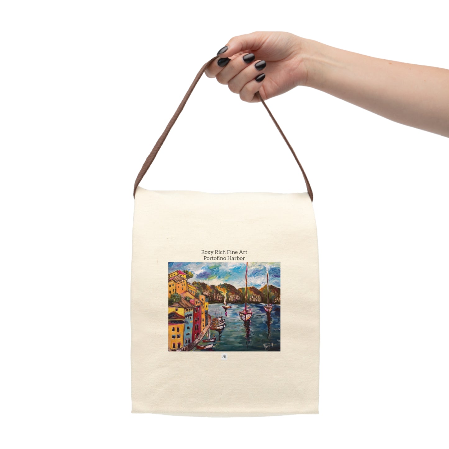 Portofino Harbor Canvas Lunch Bag With Strap