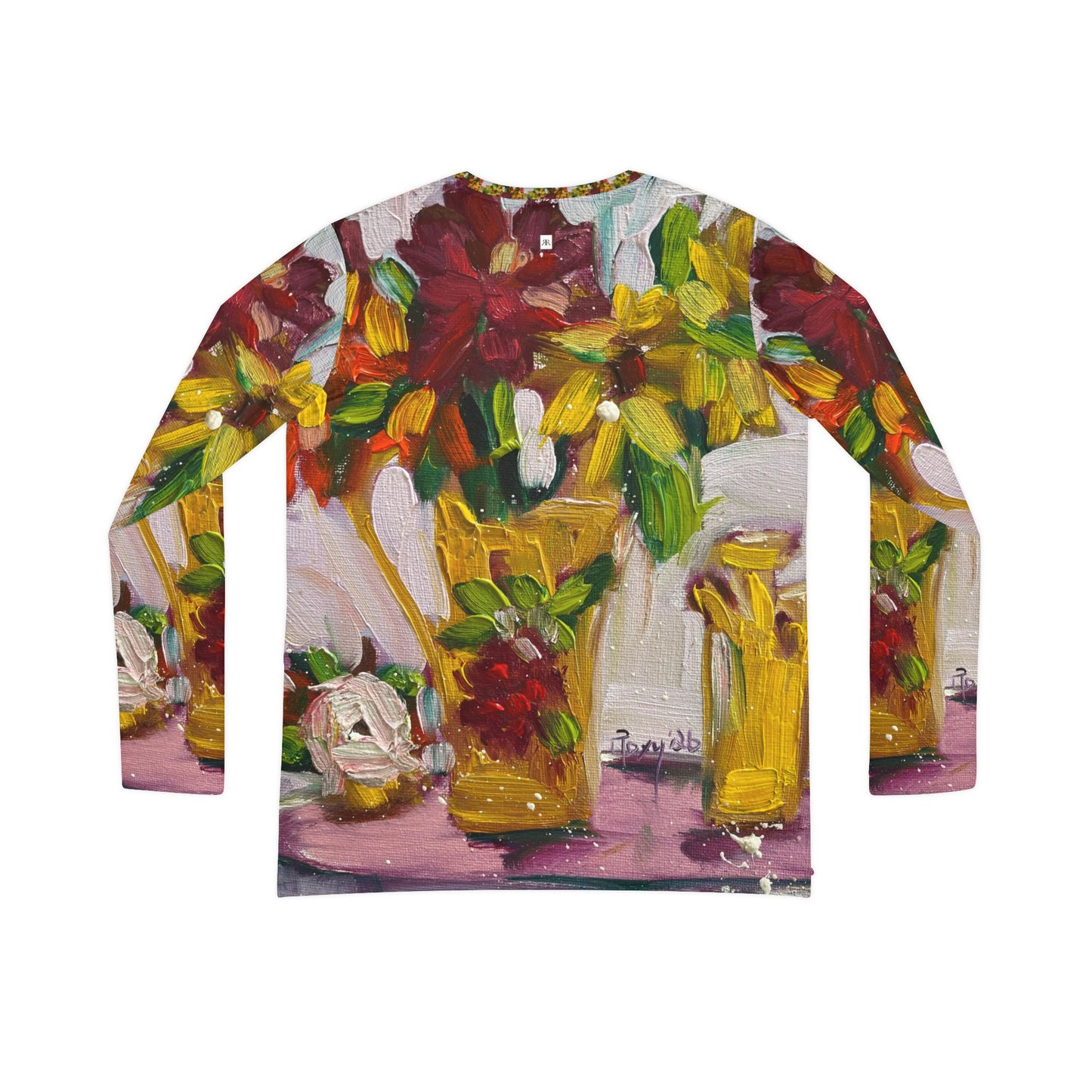 Women's Long Sleeve V-neck Shirt -Petals on my Patio