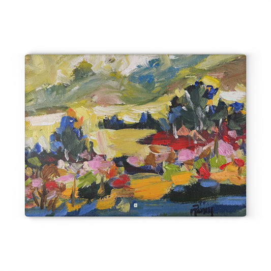 Distant Thoughts Impressionism Landscape Glass Cutting Board