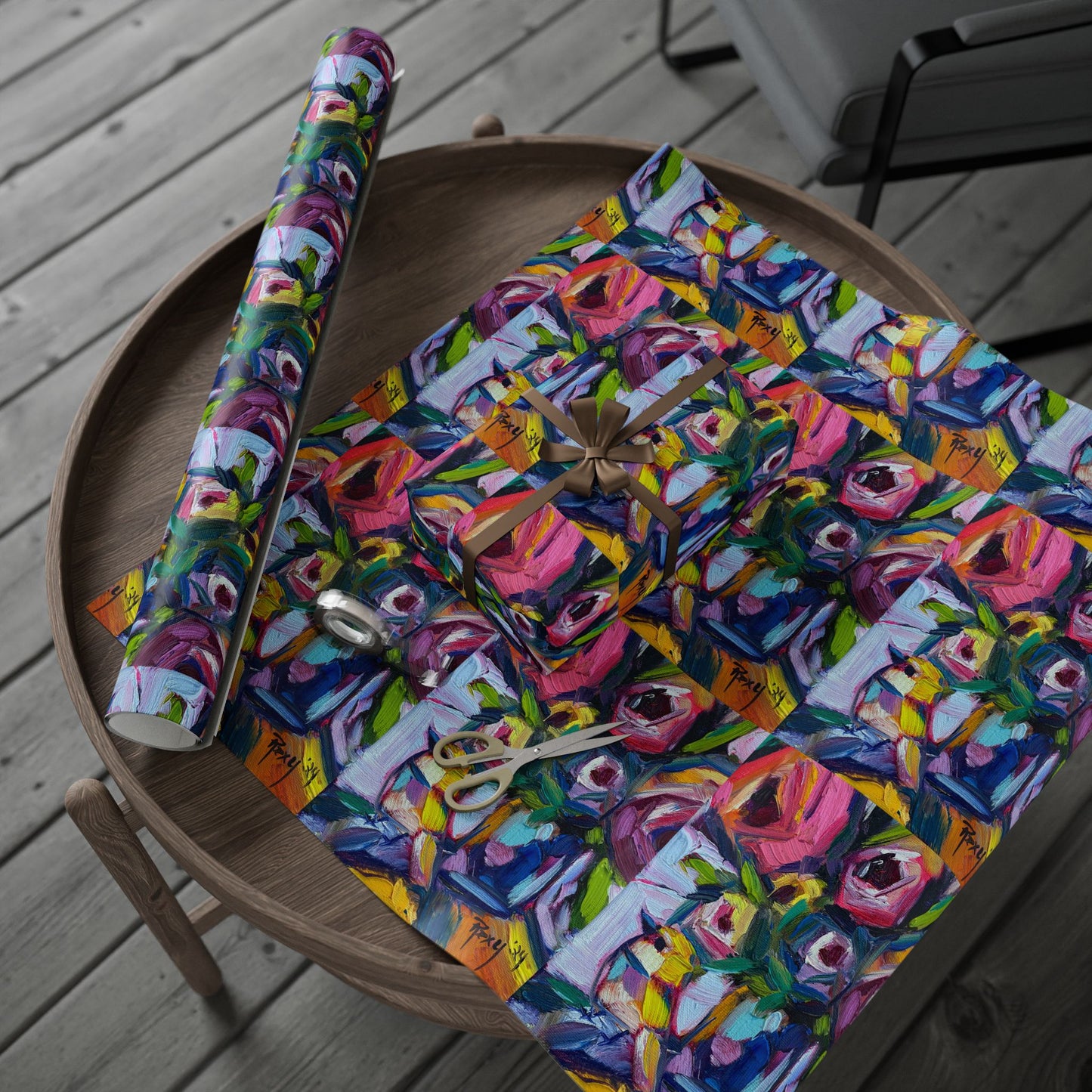 Abstract Blooms and Bird (3 Sizes) Wrapping Papers