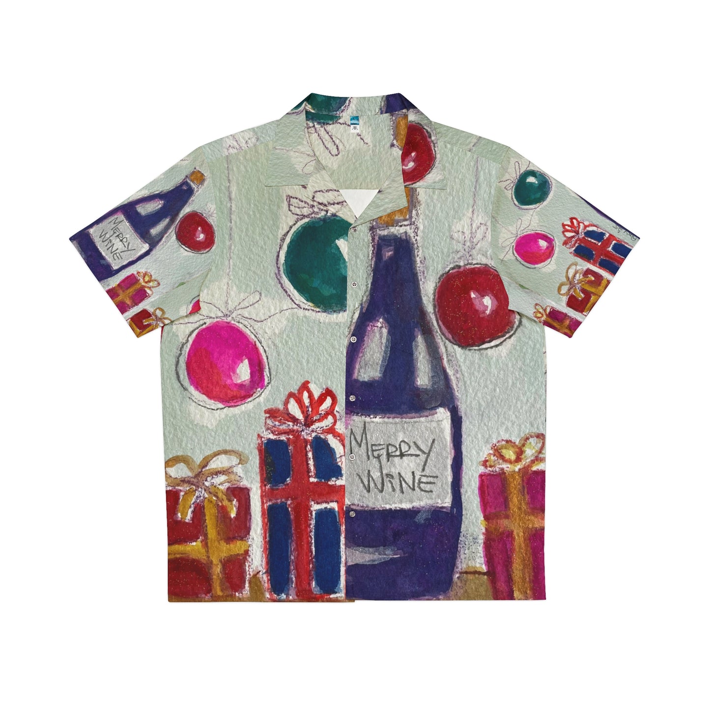 Men's Hawaiian Shirt- Merry Wine Christmas Cruise