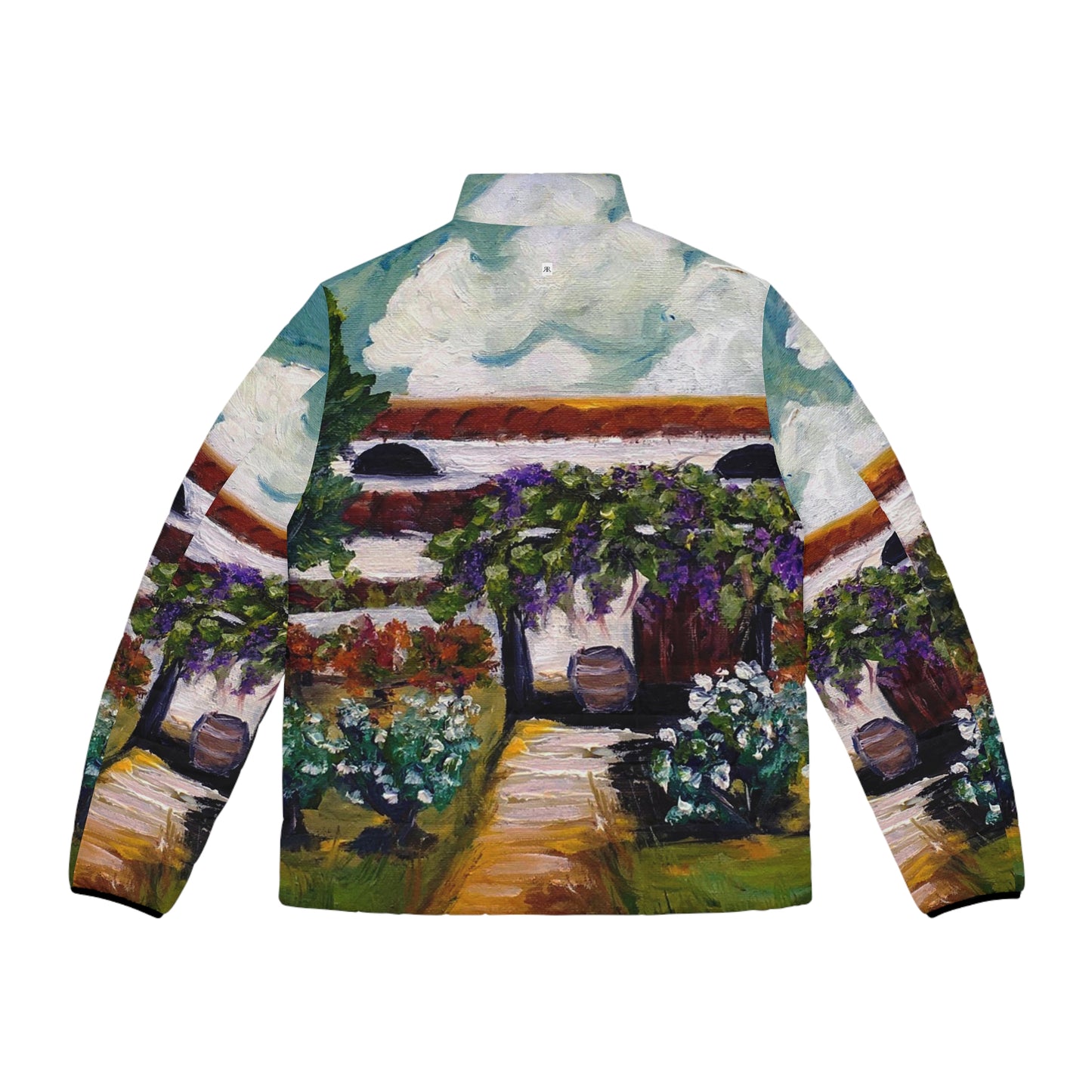 Men's Puffer Jacket - Roxy Rich Art, Unique Bright Colors-Somerset Vineyard and Winery