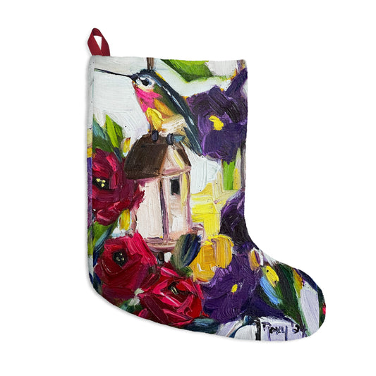 Hummingbird by the Window Colorful Christmas Stocking