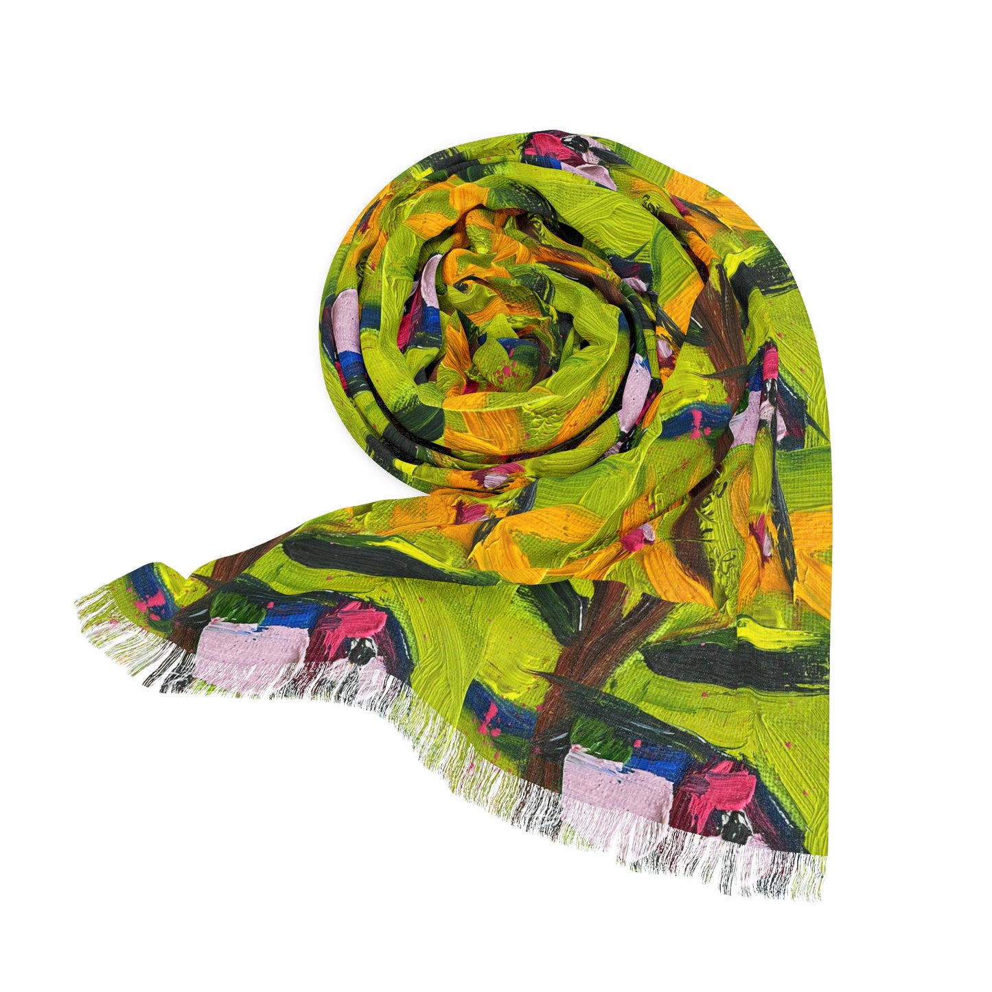 Colorful Scarf — Artistic Lightweight Neck Wrap-Winged Wonder Hummingbird