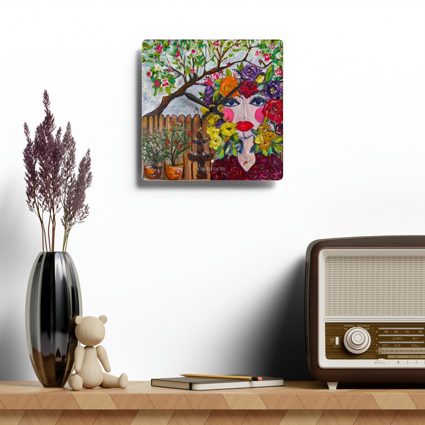 Birds and Blossoms Acrylic Wall Clock