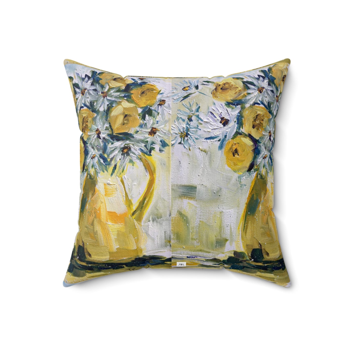 Yellow Roses and Daisies Indoor Spun Polyester Square Pillow