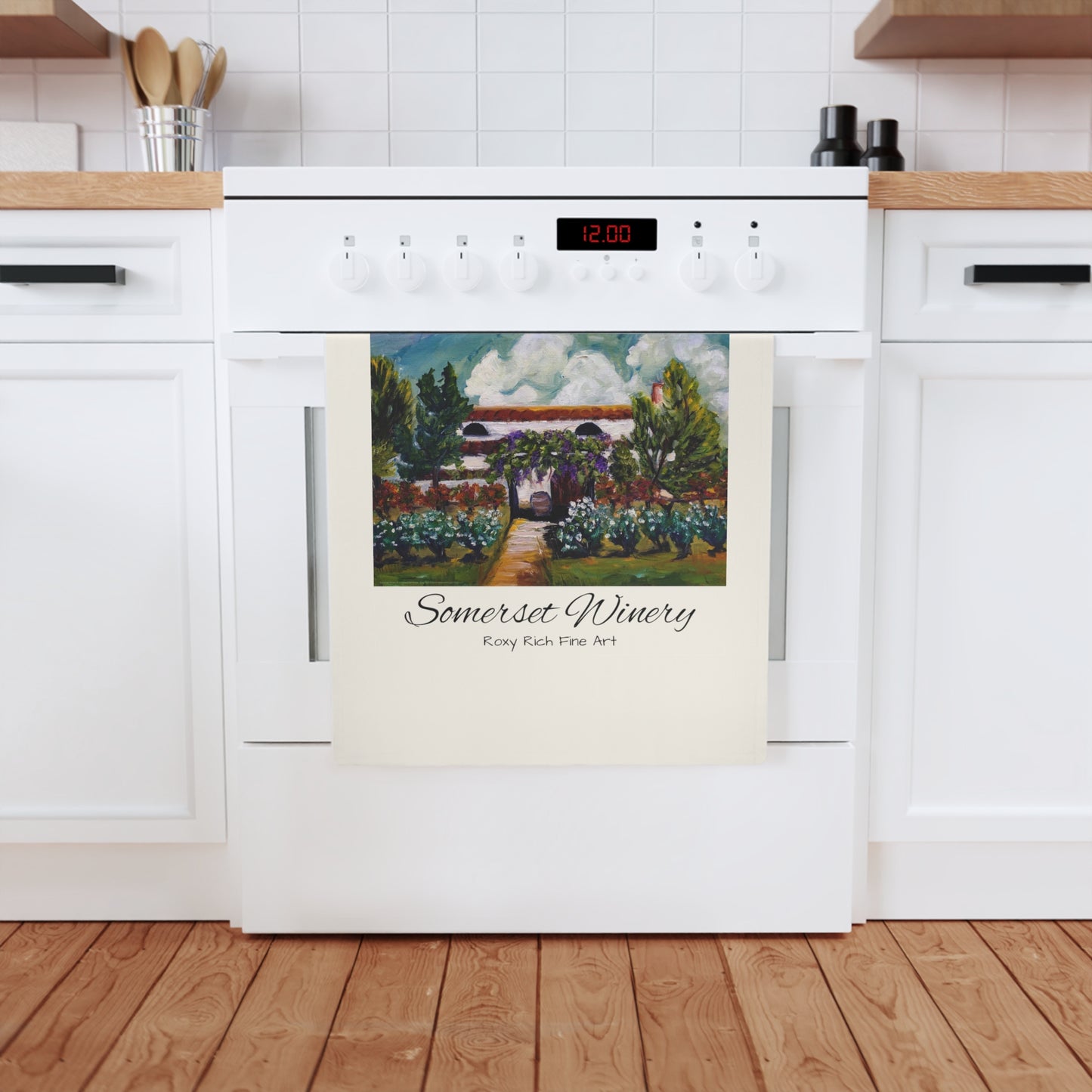 Decorative Tea Towel - Somerset Winery Painting by Roxy Rich