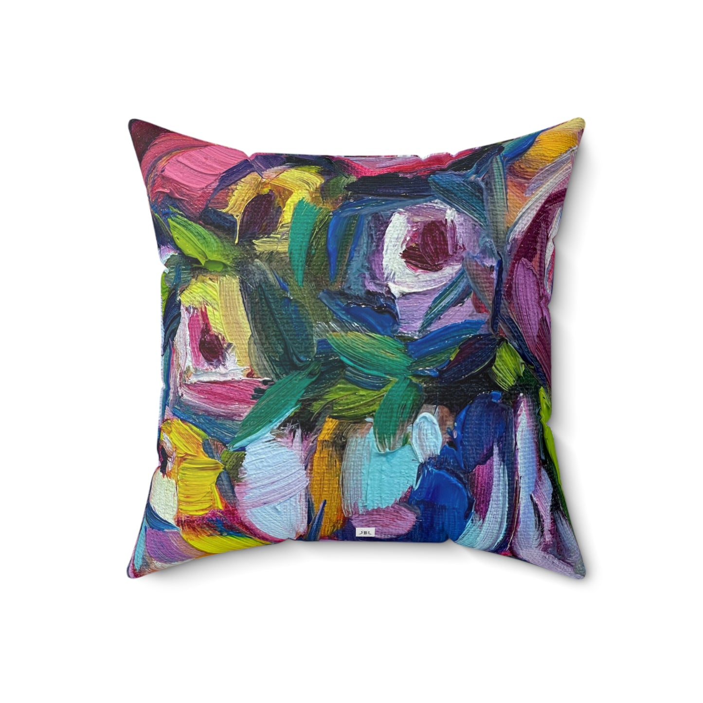 Abstract Roses and Warbler Color Blast Indoor Spun Polyester Square Pillow