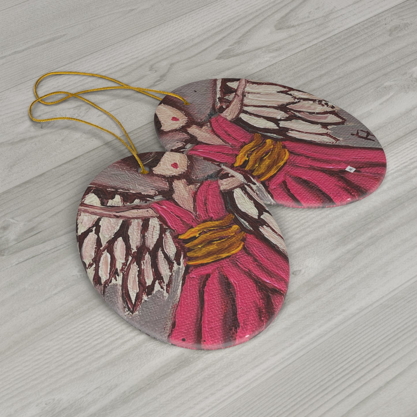 Pink Angel Ceramic Ornament