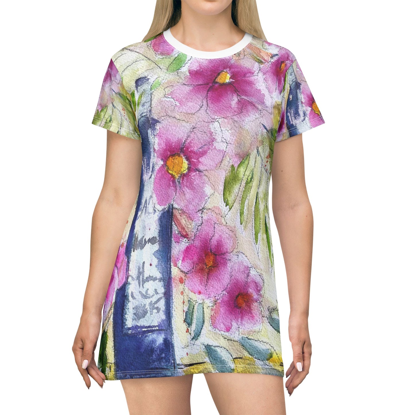 T-Shirt Dress (AOP)-Bottle & Blooms -GBV