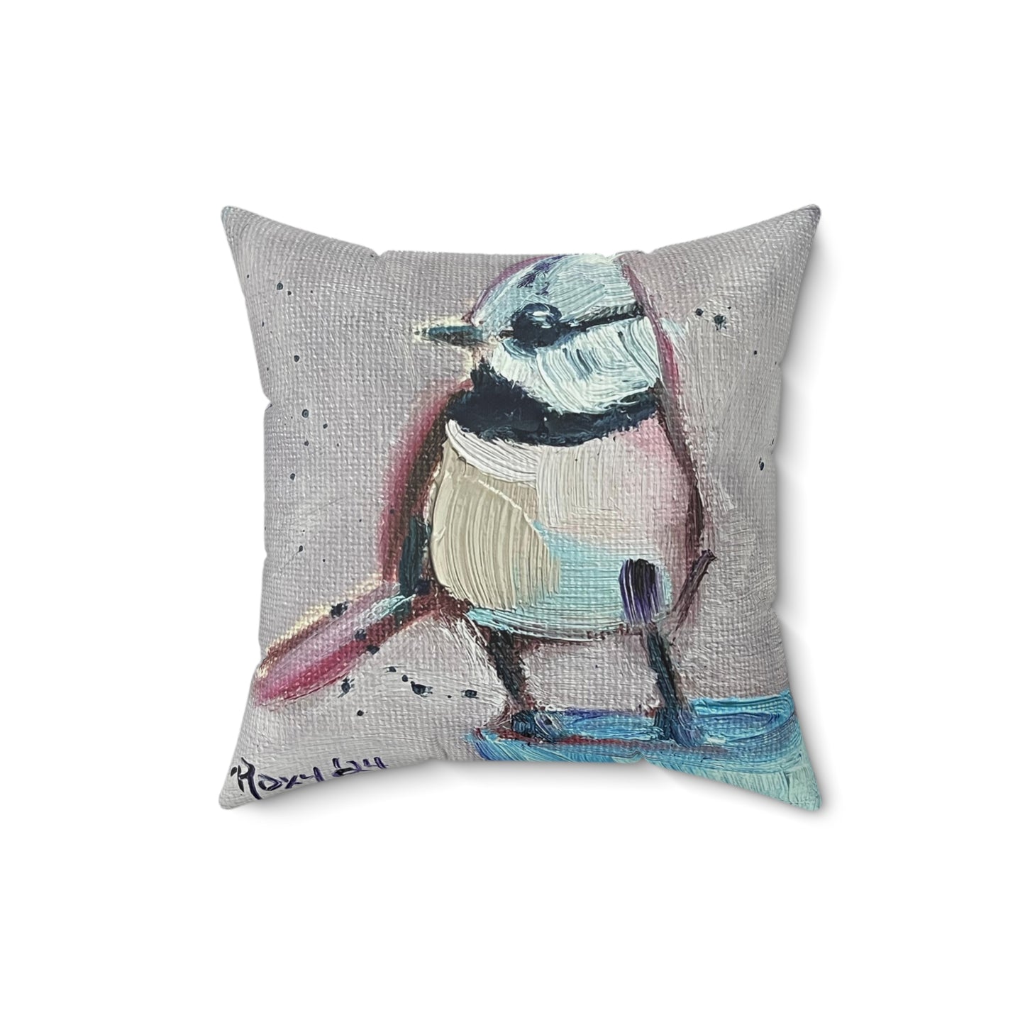 Adorable Crested Tit Bird Indoor Spun Polyester Square Pillow