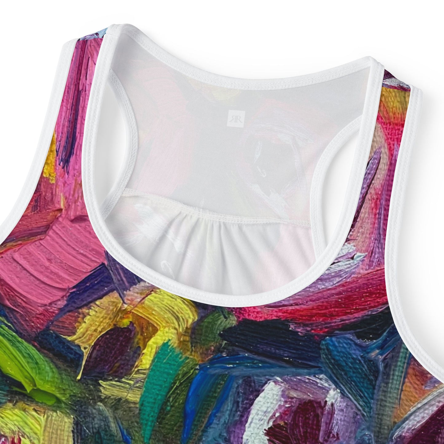 Women's Racerback Tank Top-Abstract Roses and Tit Bird