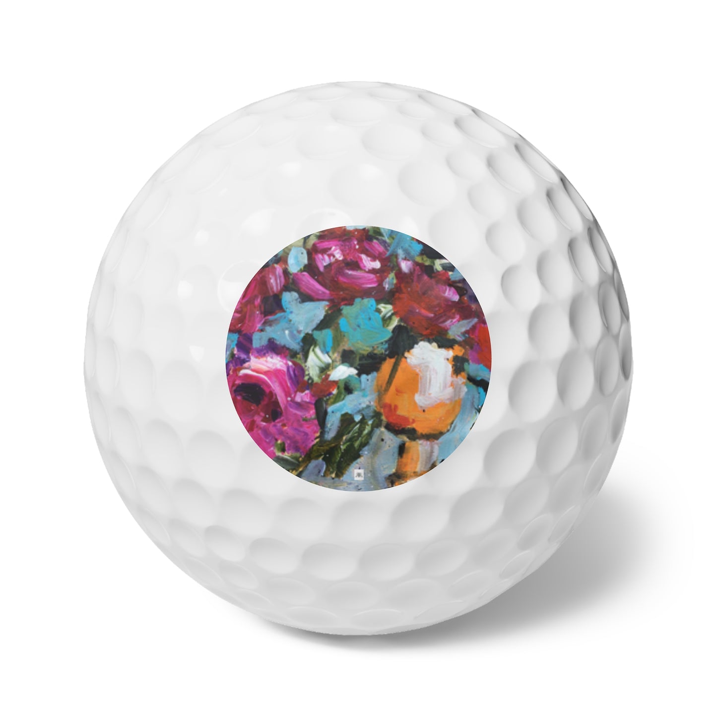 Golf Balls, 6pcs- Roses in an Orange Goblet