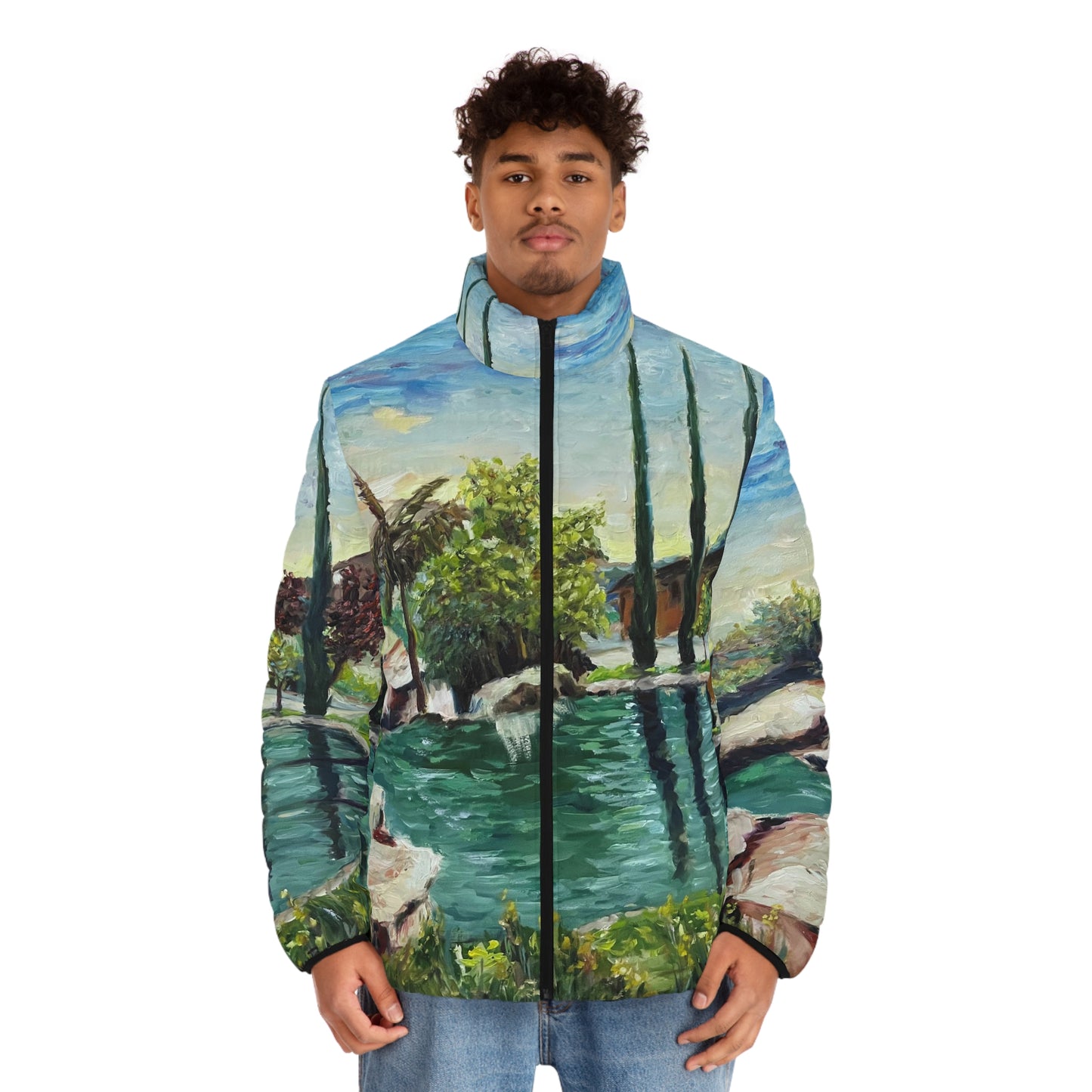 Men's Puffer Jacket - Roxy Rich Art, Unique Bright Colors-The Pond at  GBV