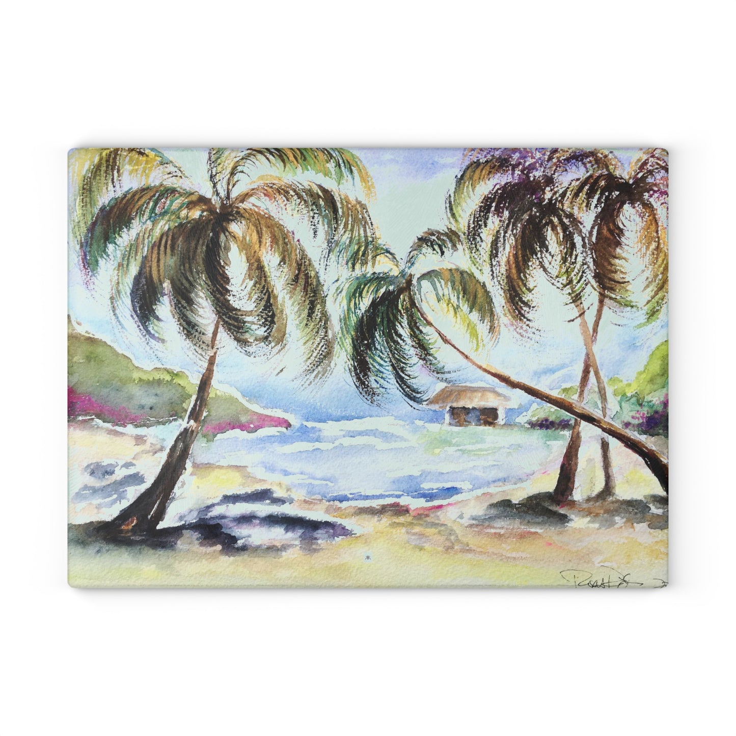 Hawaii Awaits Glass Cutting Board