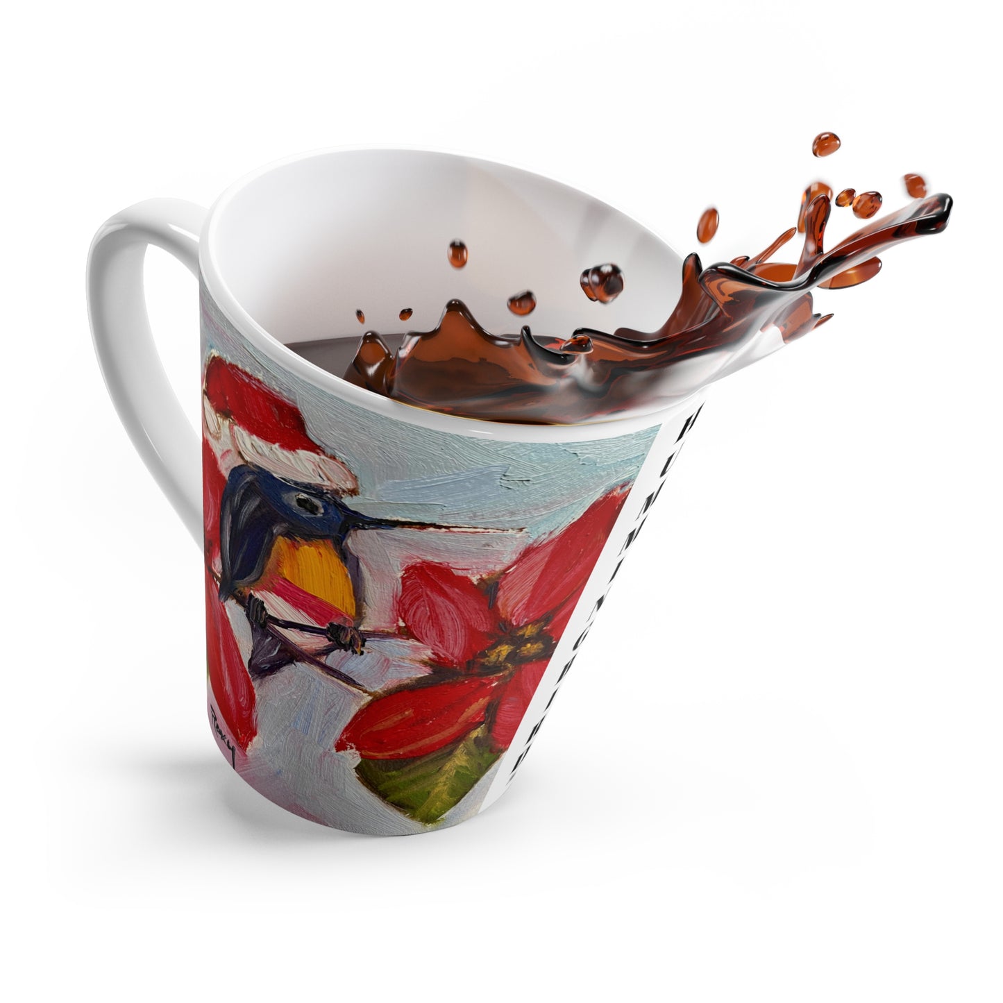 Mug - Holiday Hummingbird in Poinsettias-Made in and Ships from USA