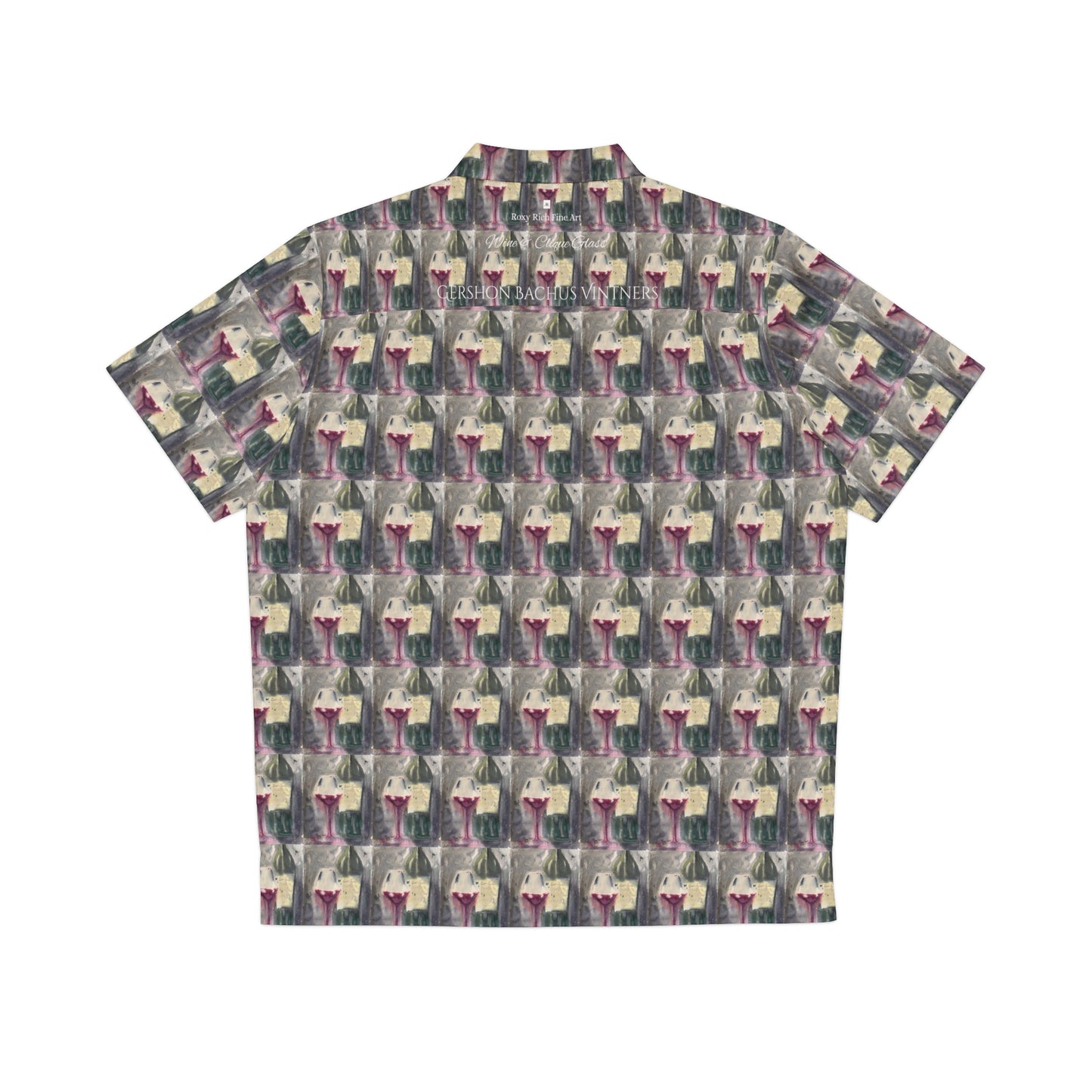 Gershon Bachus Vintners Wine & Clique Glass Pattern-Men's Hawaiian Shirt — Elegant Wine Lover Souvenir Gift-