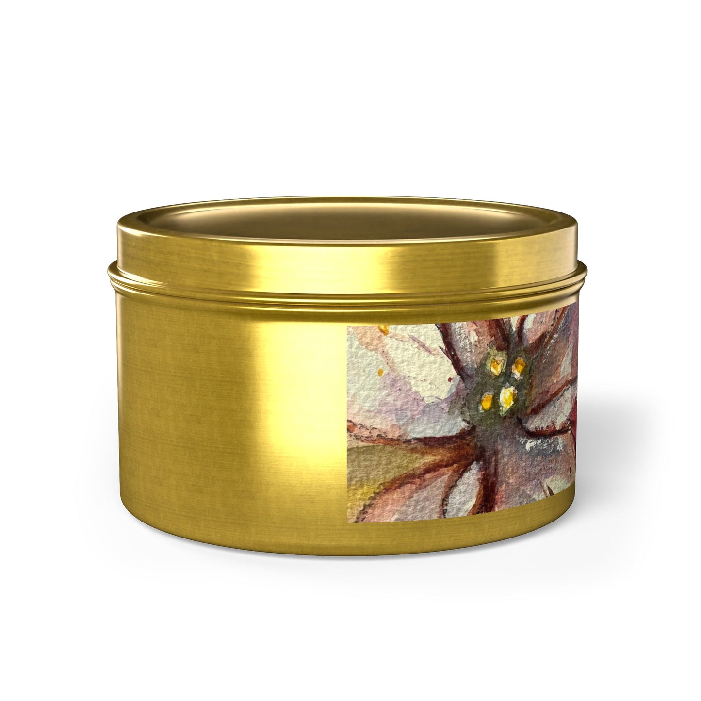 Tin Candle-Poinsettias