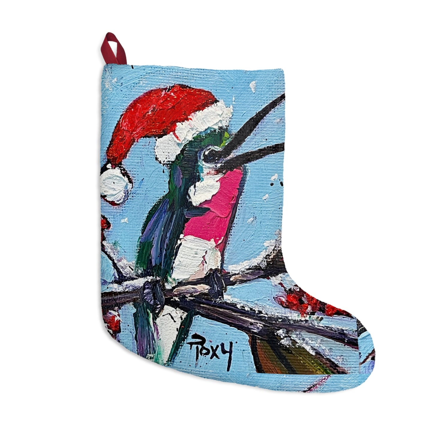 Merry and Bright Holiday Hummingbird  Christmas Stocking