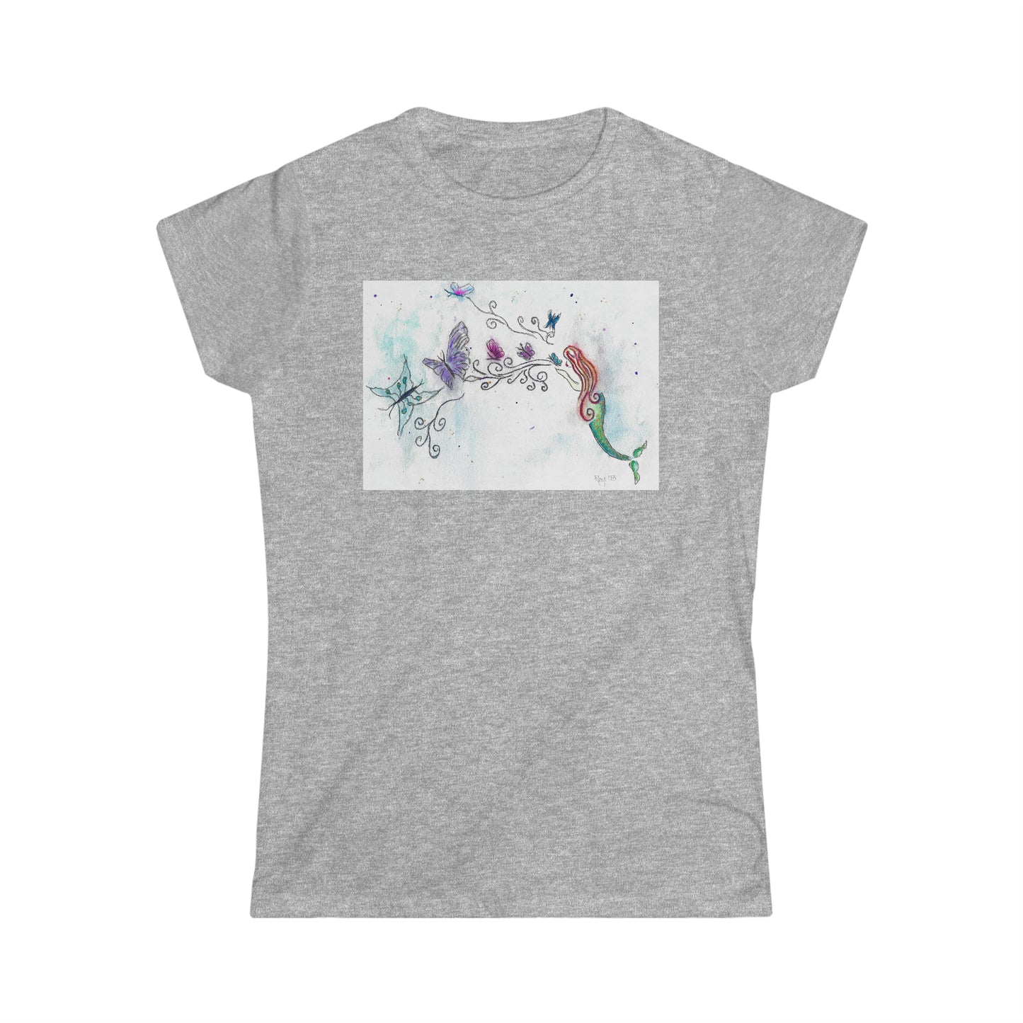 Mermaid Butterfly Kisses Camiseta semiajustada estilo suave para mujer