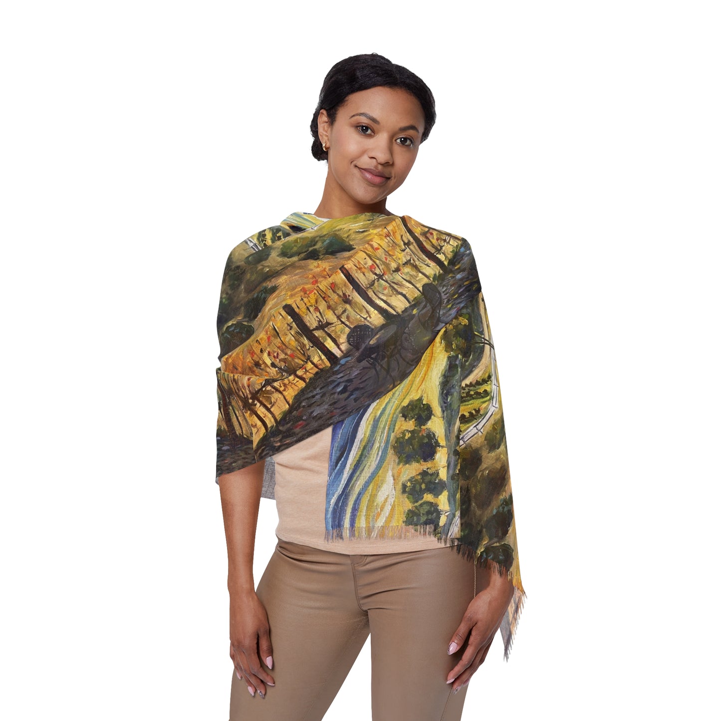 Colorful Scarf — Artistic Lightweight Neck Wrap- Sunset at the Villa-Temecula