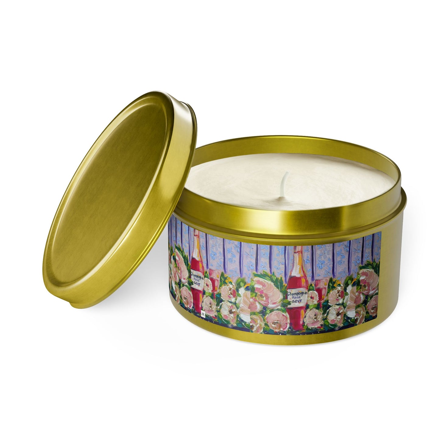 Tin Candle-Pink Champagne and Peonies