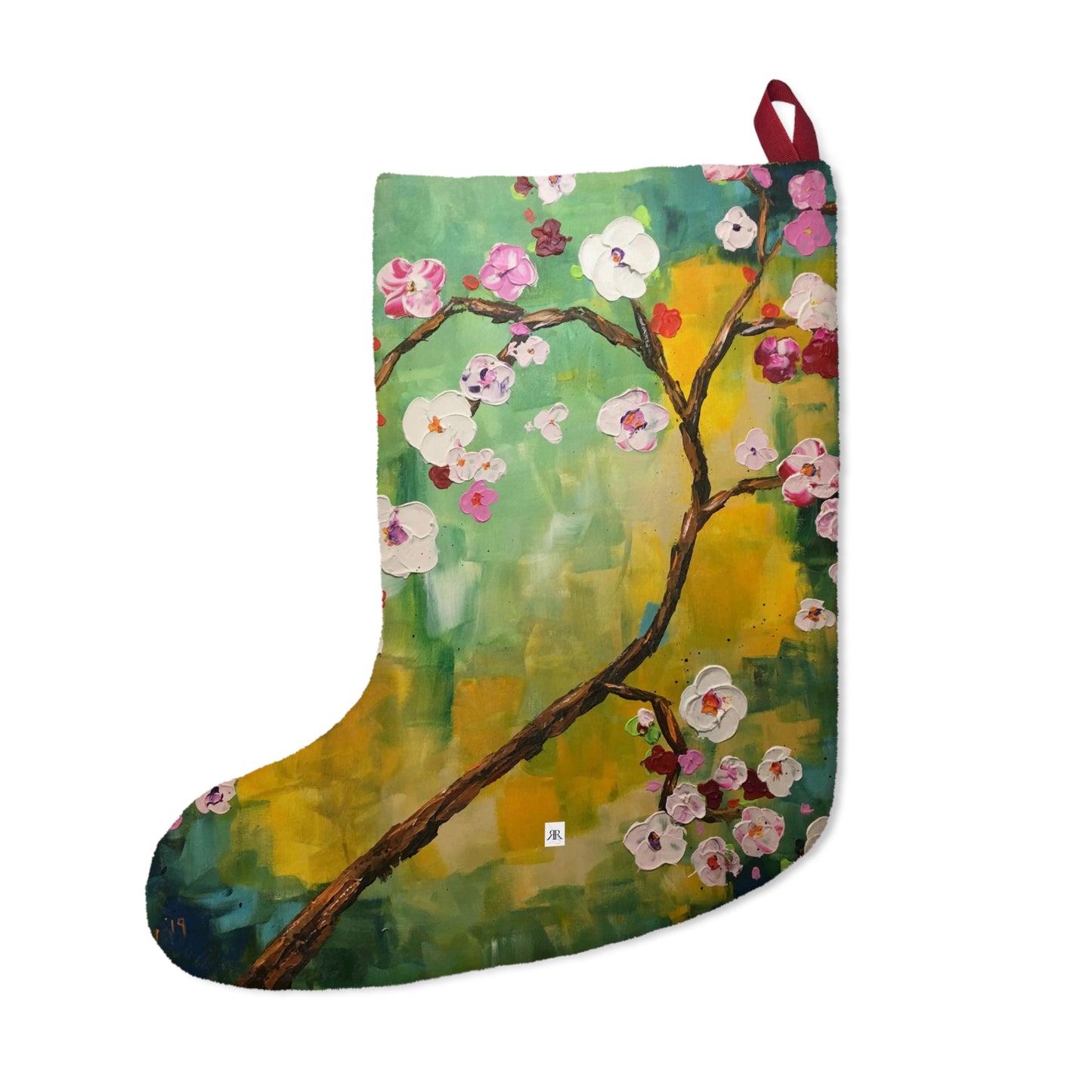 Abstract Cherry Blossoms Christmas Stocking